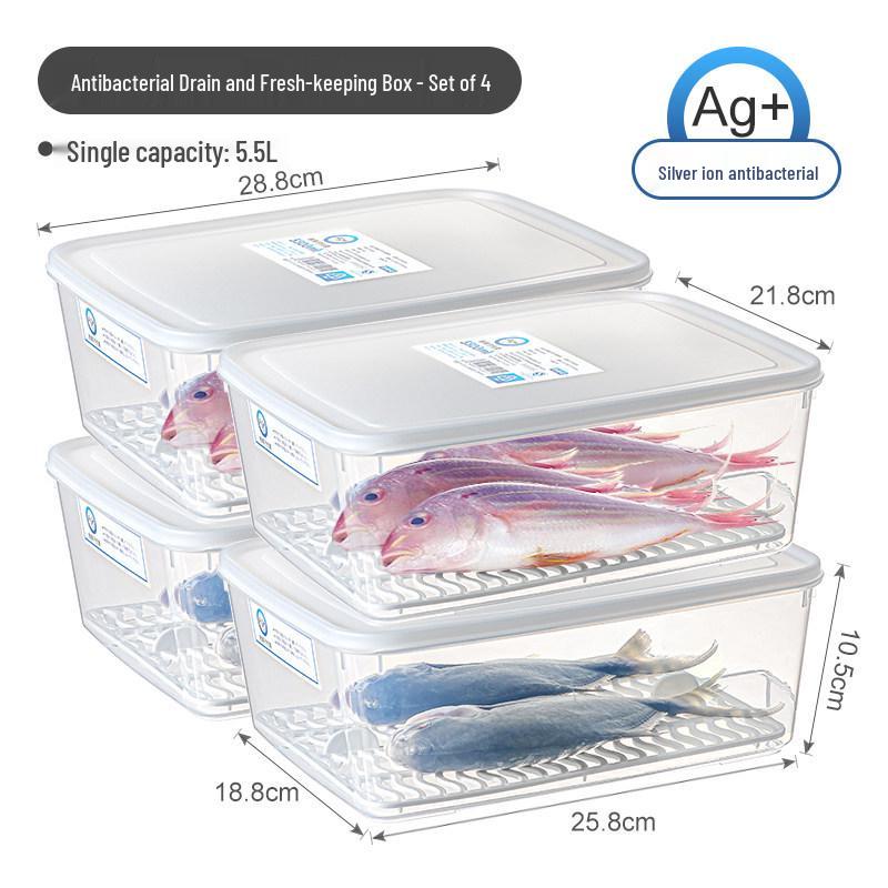 Plastic Japanese-Style Fresh-Keeping Box with Lid for Refrigerator Storage