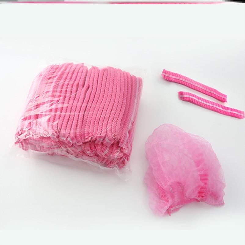 White Disposable Bouffant Cap - Non-Woven Hair Net Hat for Work or Bath, Black Thick Short Hair Coverage