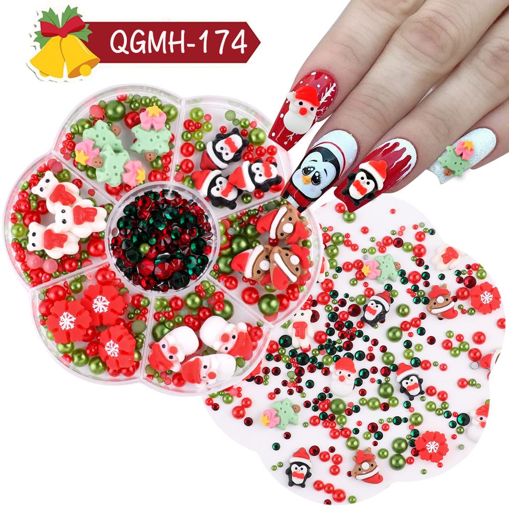 Nail Art Christmas Bells Snowflake Elk Snowman Nail Art Ornaments Halloween Kid Funny Ghost Pumpkin Nail Accessories