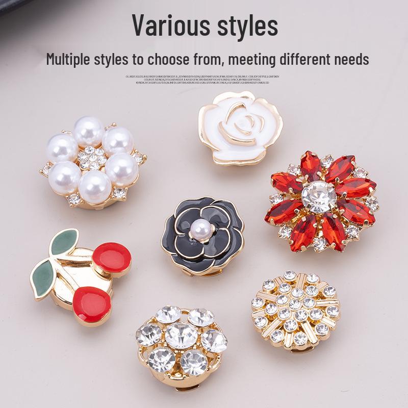 Botões de Punho e Botões de Colarinho Decorativos com Strass Coloridos