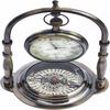 Antique Nautical Victorian London1876 Brass Table Top Decor Clock with Compass