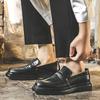 Mocassins pour hommes, style britannique, style académique, chaussures simples, semelles épaisses, chaussures habillées en cuir, avec costume 3512-J