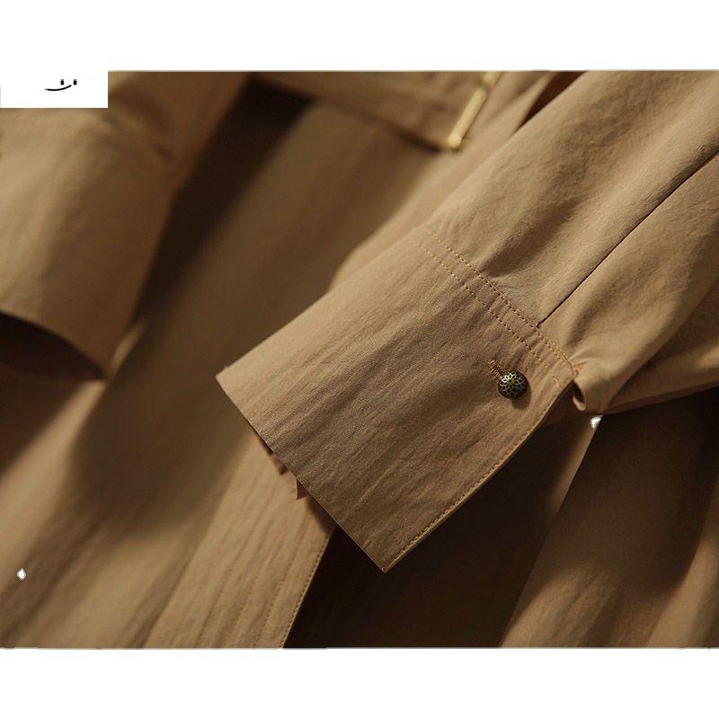 Fashionable and Elegant Solid-color Dress with Lapel Collar and Waistband for Women