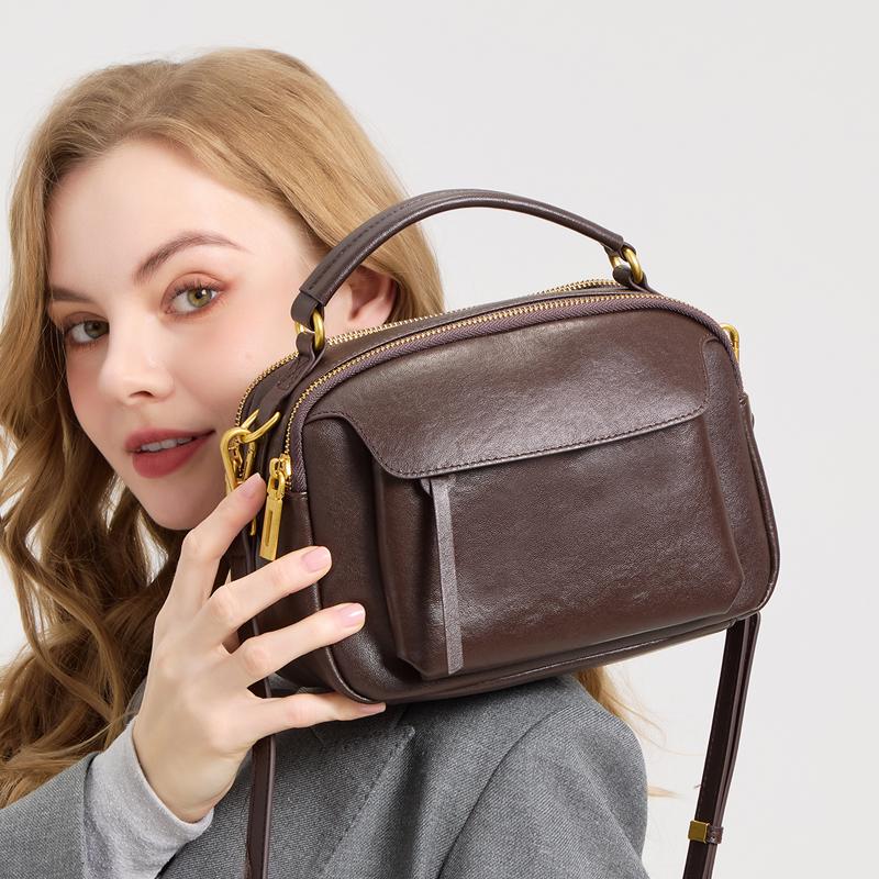 Vintage Cowhide Genuine Leather Handbags Multi-Functial Women Shoulder Bag Luxury Crossbody Female Purse High Quality