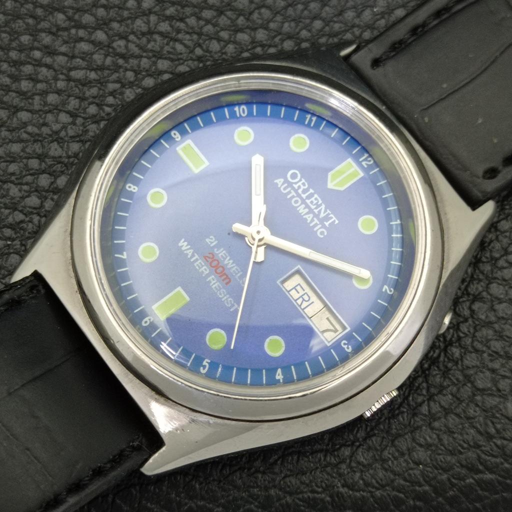 VINTAGE ORIENT AUTOMATIC 46941 JAPAN MENS BLUE COLOR DIAL WATCH a700656-5 R204-a700656