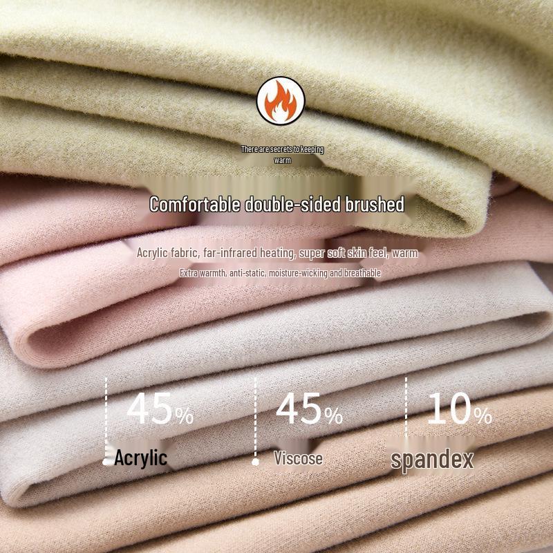 Women's High Waist Fleece-Lined Stretchy Warm Leggings - Acrylic Antibacterial, Slim Fit, Thickened for Autumn