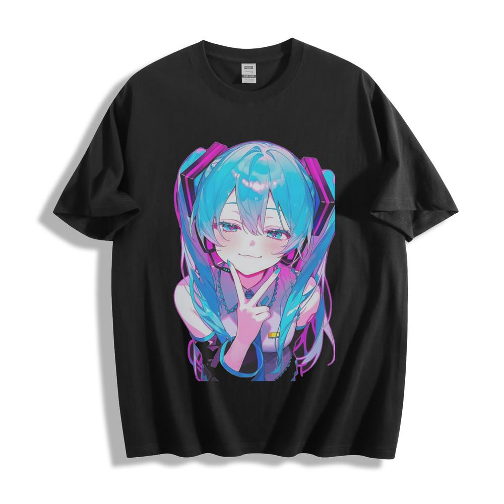Hatsune Miku Neon Wink T-Shirt - Vibrant Anime Glow Unisex Tee