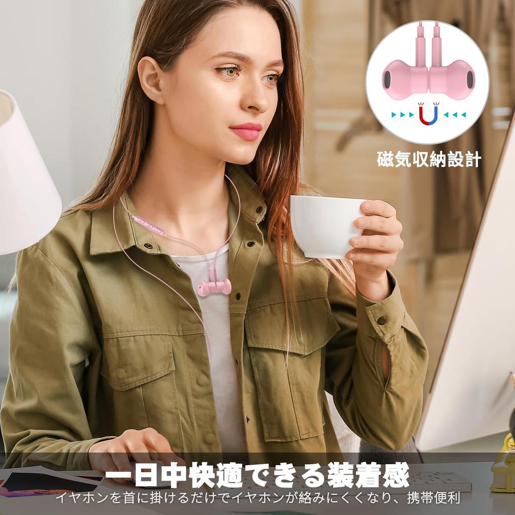 USB Earphones with PC USB Wired HIFI Sound Can Make Deep Compatible with Ports Such As Web Mute Magnetic Volume No Ear Storage Case Pink Microphone,