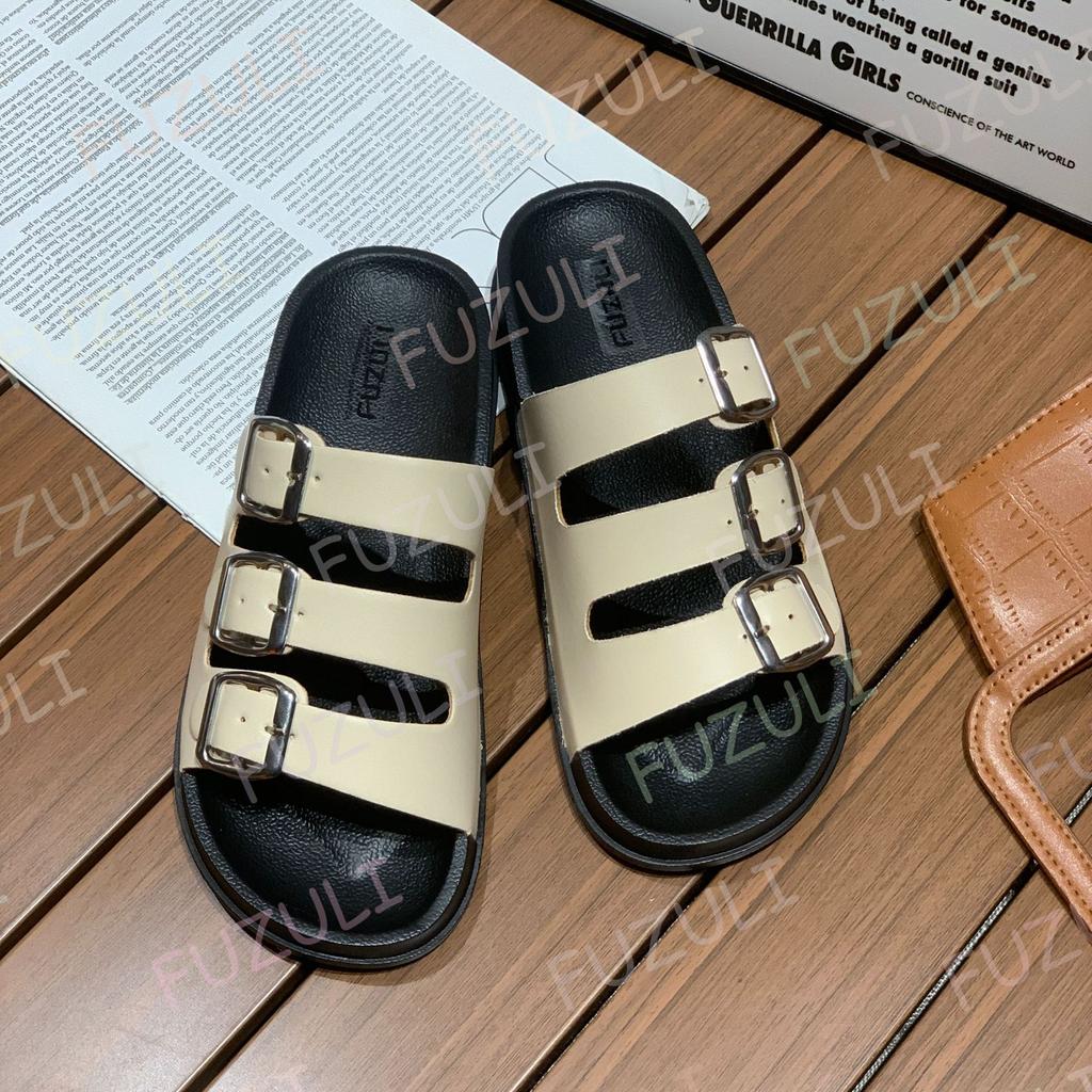 New thick-soled slippers women's summer fashion outside cool slippers three-breasted Internet celebrity sweet wind beach sandals