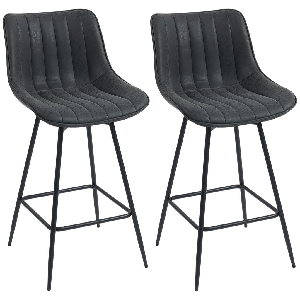 Bar Stools Set of 2, 68 cm Swivel Counter Stools with Backrest for Kitchen Island, Dining Room, Black