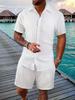 Men S Summer Casual Short Sleeve Shirt And Shorts Beach Set