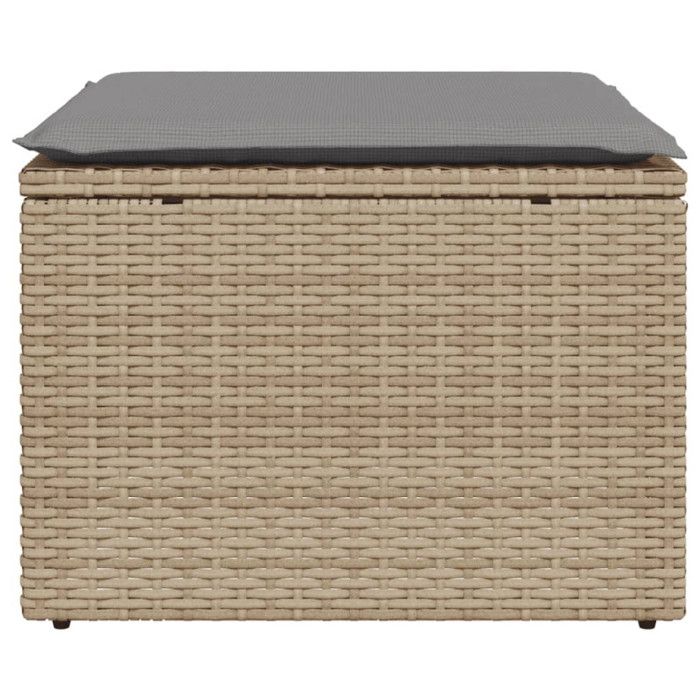 VidaXL Tabouret de Jardin avec Coussin, Siège avec Housse, Meuble de Terrasse Patio Balcon Extérieur, Beige 55x55x37cm 366090
