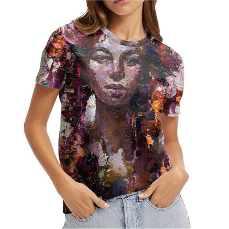 Vielseitige Harajuka Cartoon Mädchen Porträt Druck T-Shirts Damen Pullover Kurzarm Sommer Neu Designer Lässig O-Ausschnitt Weiblich