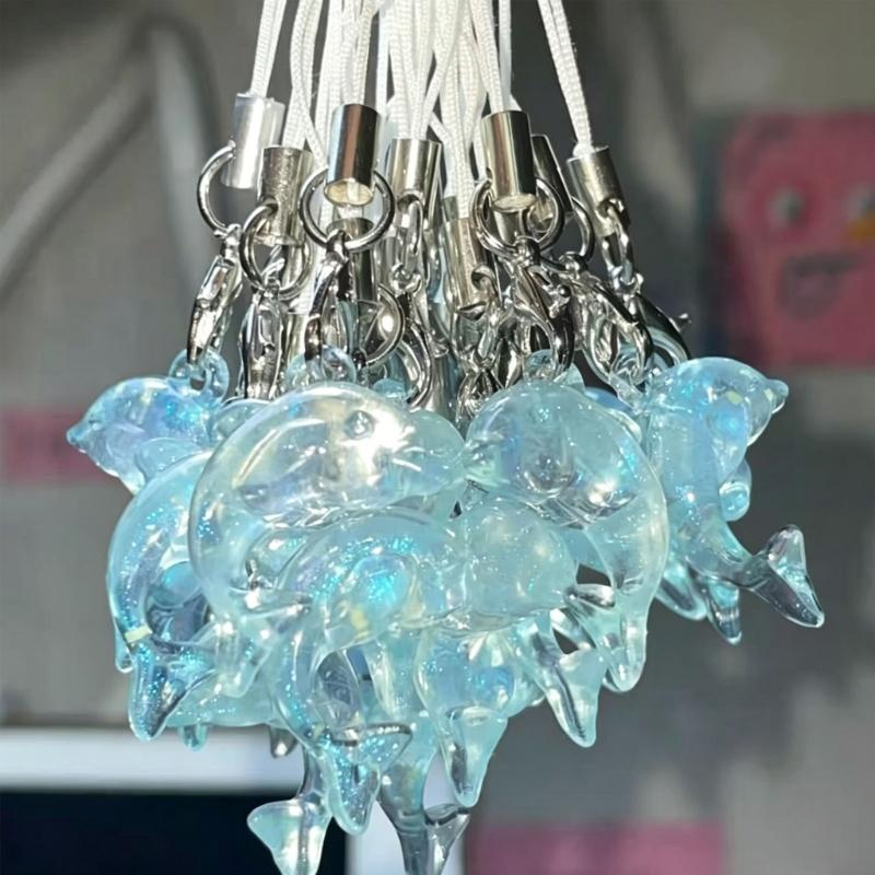 Elegant Small Dolphin Bag Decoration Phone Chain Strap With Hole For Handmade Bracelet Or Keychain Design