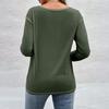 T-shirt Femme Couleur Lâche Boutonnage Bord Irrégulier Manches Longues