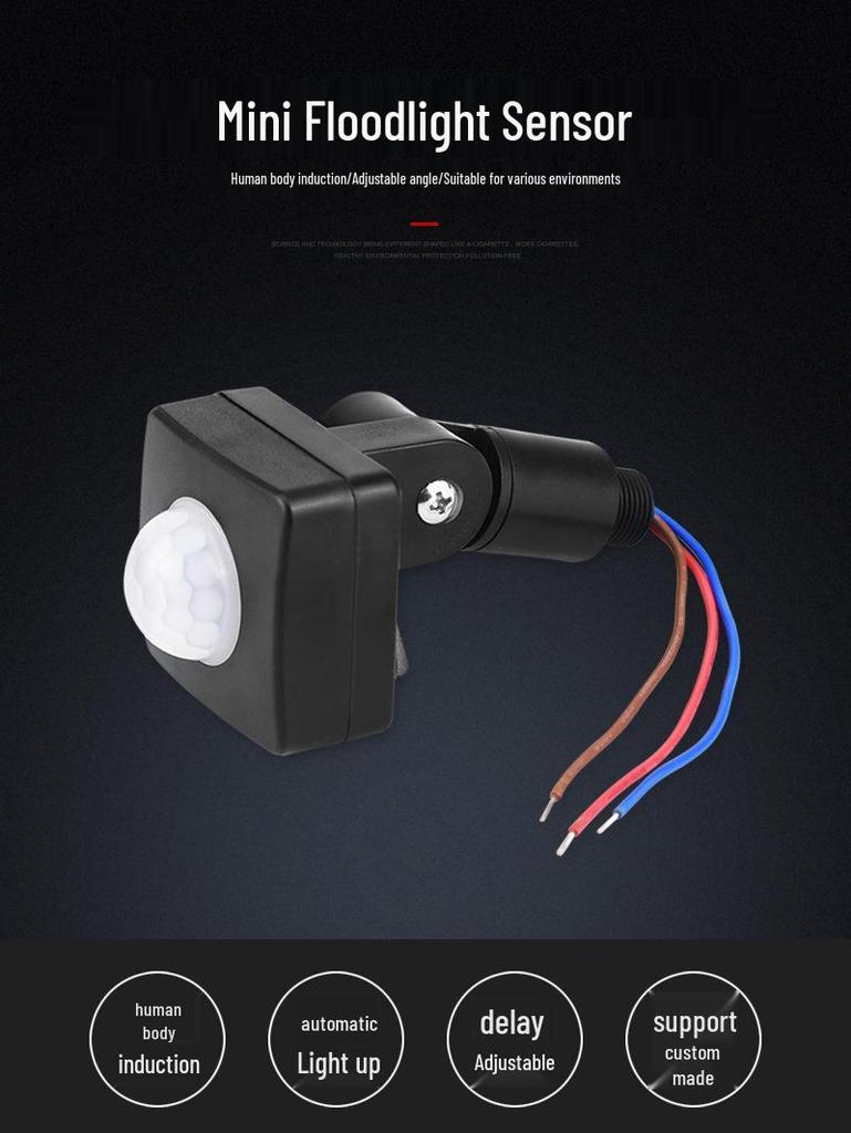Ultra-Thin Mini Infrared Motion Sensor Floodlight Switch, AC220V