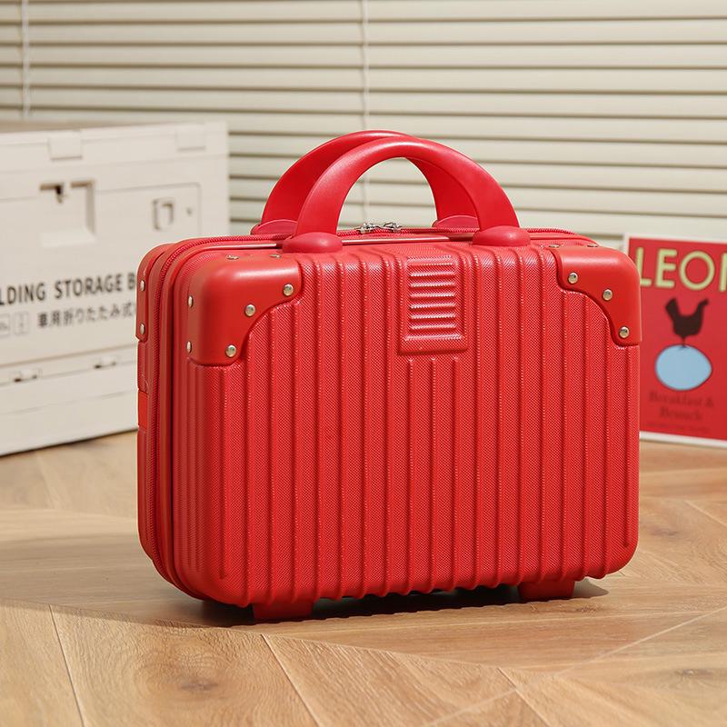 14" Red Bridal Cosmetic Suitcase - Portable Wedding Dowry Bag for Women