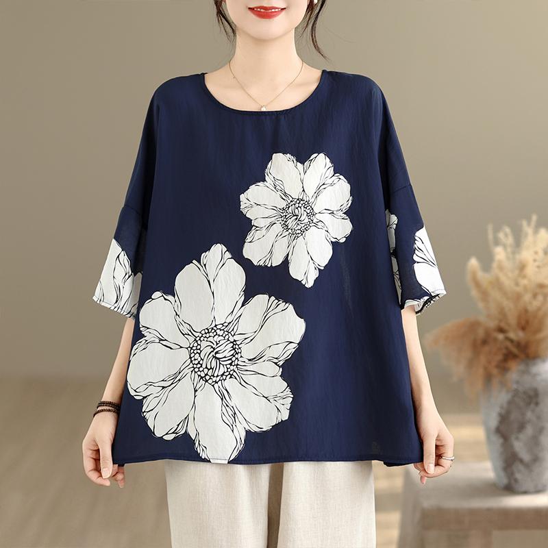 DIMANAF 2026 Summer Plus Size New T-Shirt Women Print Loose Casual O-Neck Casual Lady Tops Tees Shirts Oversize