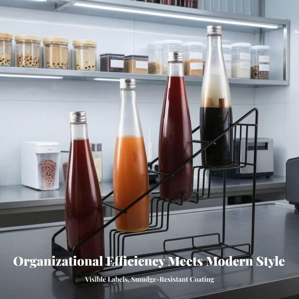 Coffee Syrup Bottle Organizer Tiered Display Rack Long-Lasting