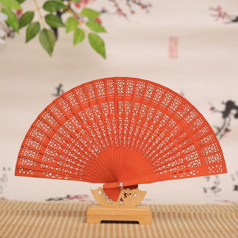 8-inch Colorful Scented Sandalwood Folding Fan - Imitation Sandalwood Gift Fan