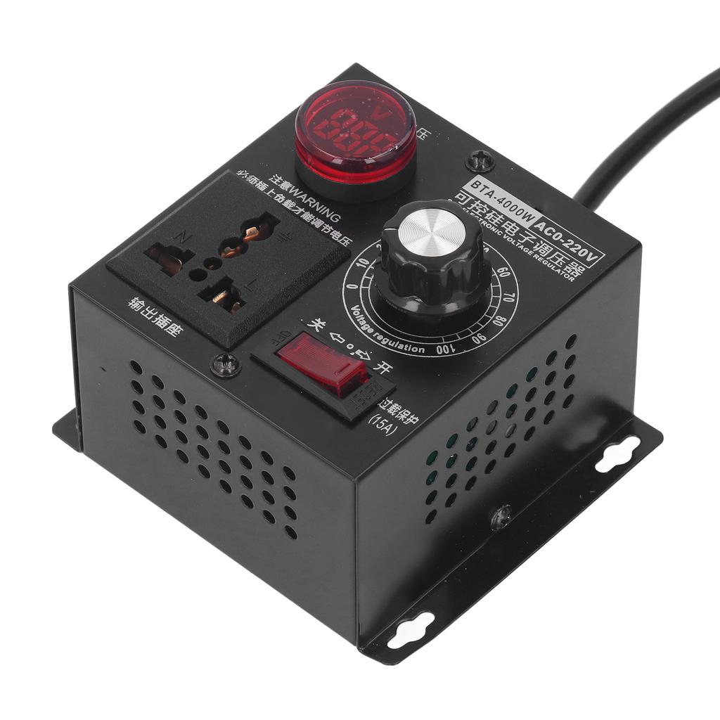 SCR Voltage Regulator AC 220V Input 0‑220V Adjustable Output Voltage Controller Control Switch 4000W