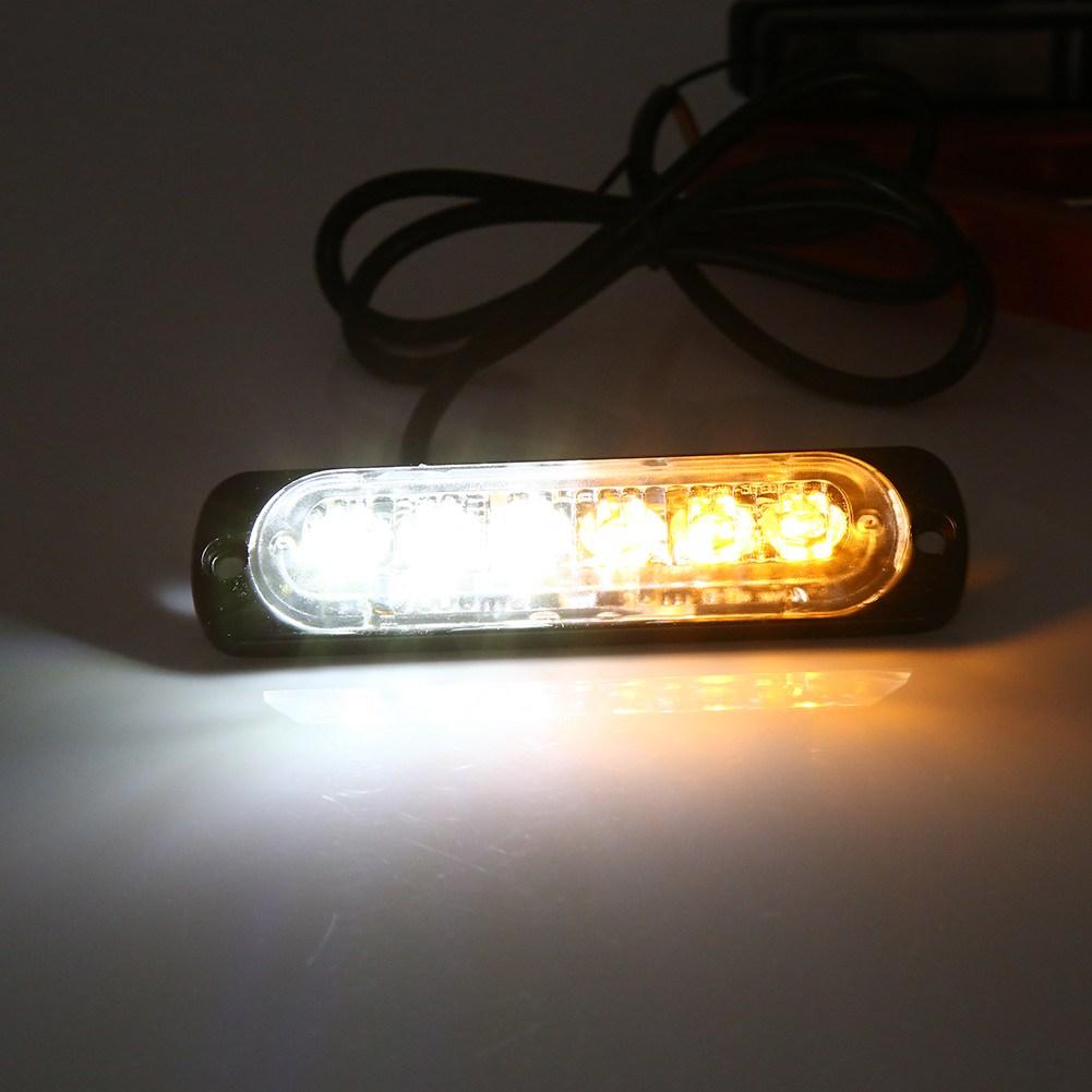 2pcs 12V 6 LED Car Truck Emergency Warning Strobe Light Hazard Flashing Lamp Amber  White