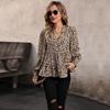 Women's Fashion Casual Leopard Print Long Sleeve V-Neck Blouses & Shirts