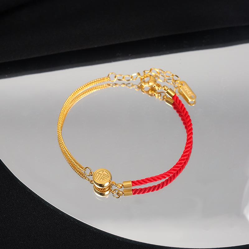 Stainless Steel Blessing Red Rope Bracelet For Women Girls Exquisite Chinese Style Wrist Chains Party Jewelry Gifts