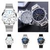 Atemberaubende Blaues Licht Glas Drei-Augen Stahlarmband Uhr Für Männer Quarz Uhr Perfektes Geschenk Für Männer