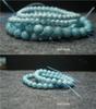 Aquamarine Turtle Shell Bead Bracelet, 4mm & 8mm, Unisex Gift.