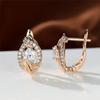 White Blue Zircon Stone Triangle Stone Earrings Charm Rose Gold Tone Color Bridal Gathering Women Wedding Occasion Earrings Geometric Crystalline