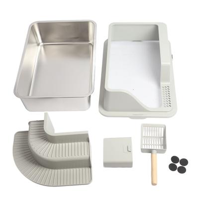 Stainless Steel Cat Litter Box Splash Proof Leakproof Odorless Easy To Clean Enclosed Cat Litter