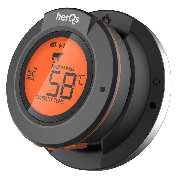 Thermomètre de barbecue - HerQs - Dôme connecté - Acier inoxydable - 10,5 cm - Celsius/Fahrenheit