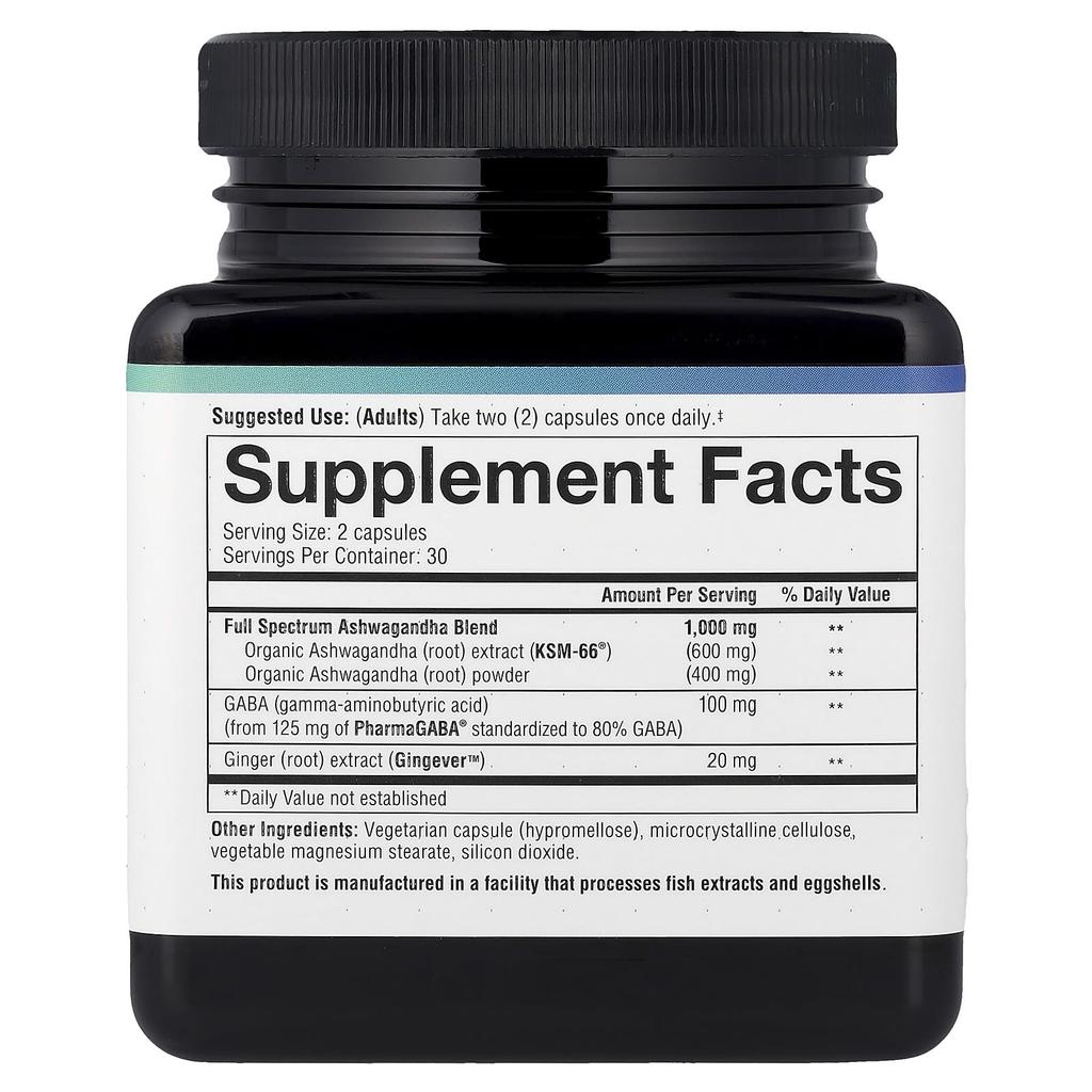 Youtheory, Ashwagandha + GABA, 60 Veggie Capsules