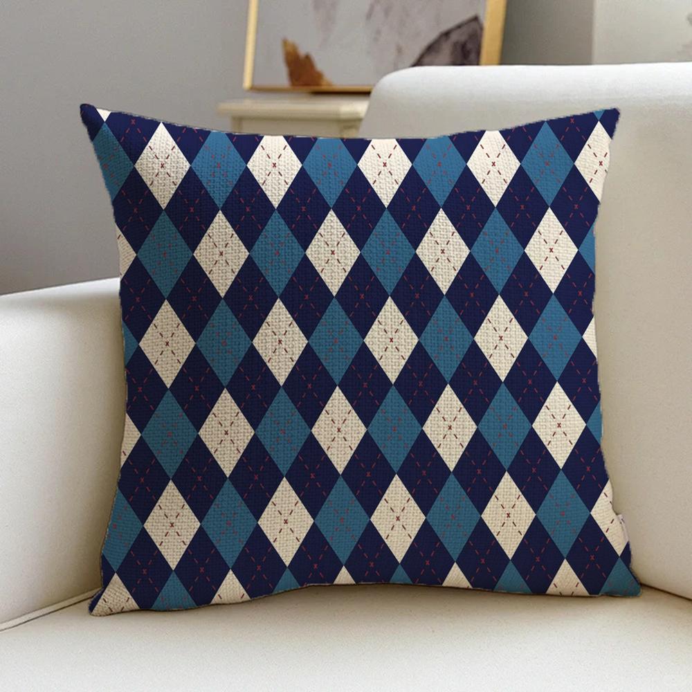 R-Rhombus Lattice Cushion Cover Cushion Cover Pillowcase, Anti-Mite Invisible Zipper, Linen Sofa Cushion