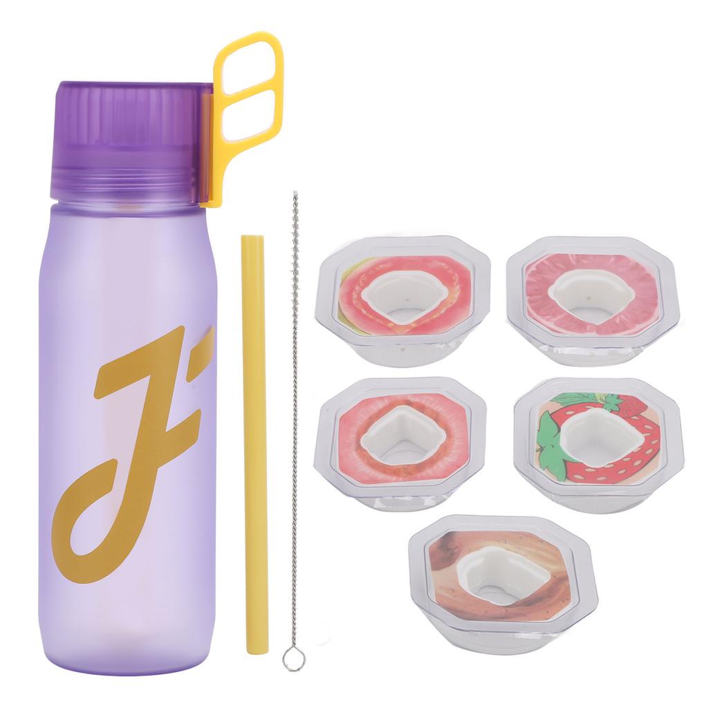Scent Water Cup 650ML 5 Flavor Pods Refreshing Fruit Fragrance Air Water Bottle with Straw for Home