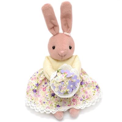 Craft Kit with Cotton, Small Stuffed Animal, Sitting Flower Rabbit, Soft Lavender, Handmade, Handmade Kit, 1005001
