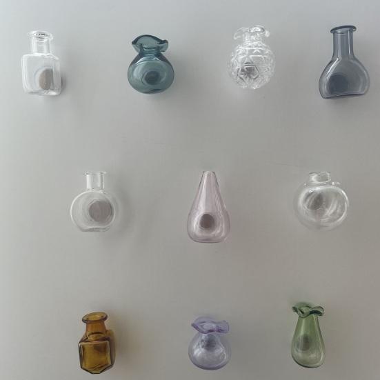 Mini Vase Magnets for Fridge Cute Tiny Magnetic Glass Vases Refrigerator Accessories Small Plant Pot for Locker Office Kitchen Decoration