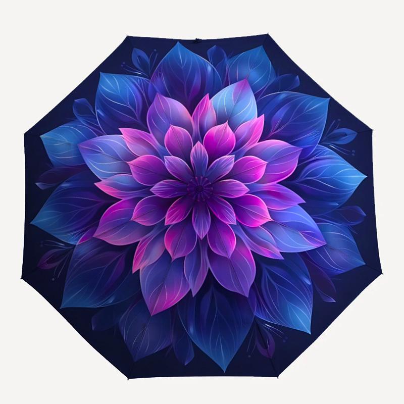 1pc Lotus Mandala Automatic Folding Umbrella Durable Iron Frame,All Seasons Home Travel Outdoor Multifunctional Umbrella yy251115087