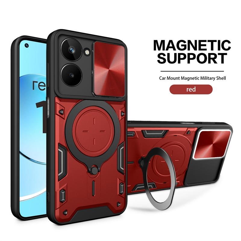 Für Realme 10 4G Hülle Ringhalter Stoßfeste Rüstung Telefonabdeckung Für Realme10 Realmi 10 4G RMX3630 6.4" Slide Kamera Schützen Coque
