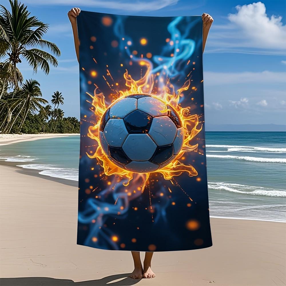 

Football and Water Fire Ultra-Fine Microfiber Towel Lightweight Quick Drying, Highly Absorbent, Contemporary Style W40*H60(CM)