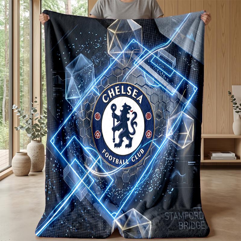 Chelsea FC Theme Blanket Soft Flannel Blanket Plush Throw Blanket Cozy Sofa Bed Blanket for Home Decor