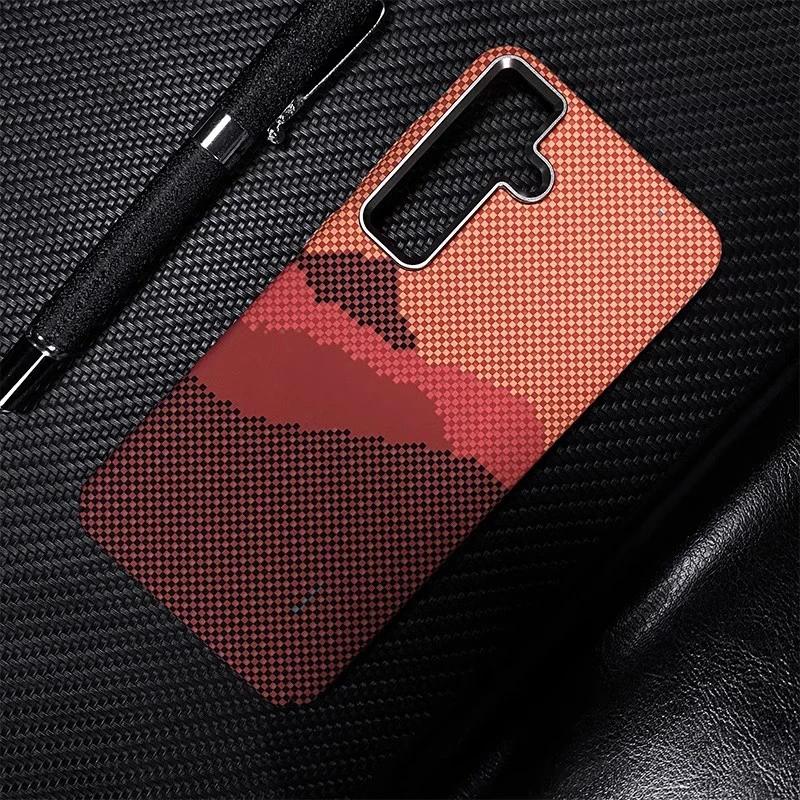 For Samsung Galaxy S25 Ultra Carbon Fibre Relief MagSafe Phone Case S23 S24Ultra Plus Wireless Charging Hard PC Shockproof Cover