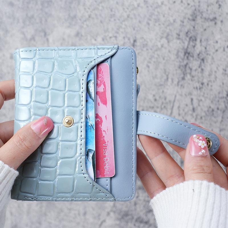 Portafoglio da Donna Stile Coreano 2023 con Motivo Pietra e Coccodrillo, Fibbia, Zip, Scomparti Multipli per Carte e Portamonete