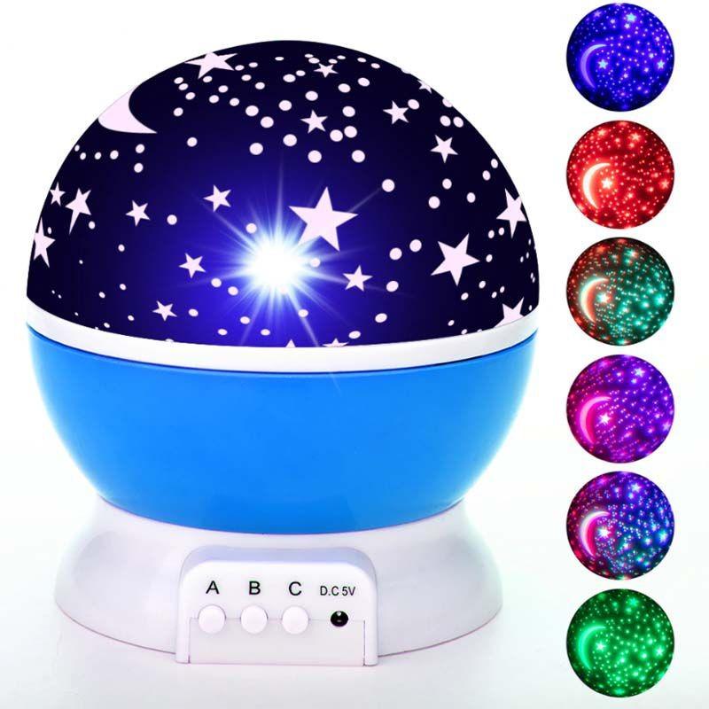 Night Starry Light Projector Star Sky Moon Lamp Kids Bedroom Lights Rotating Led