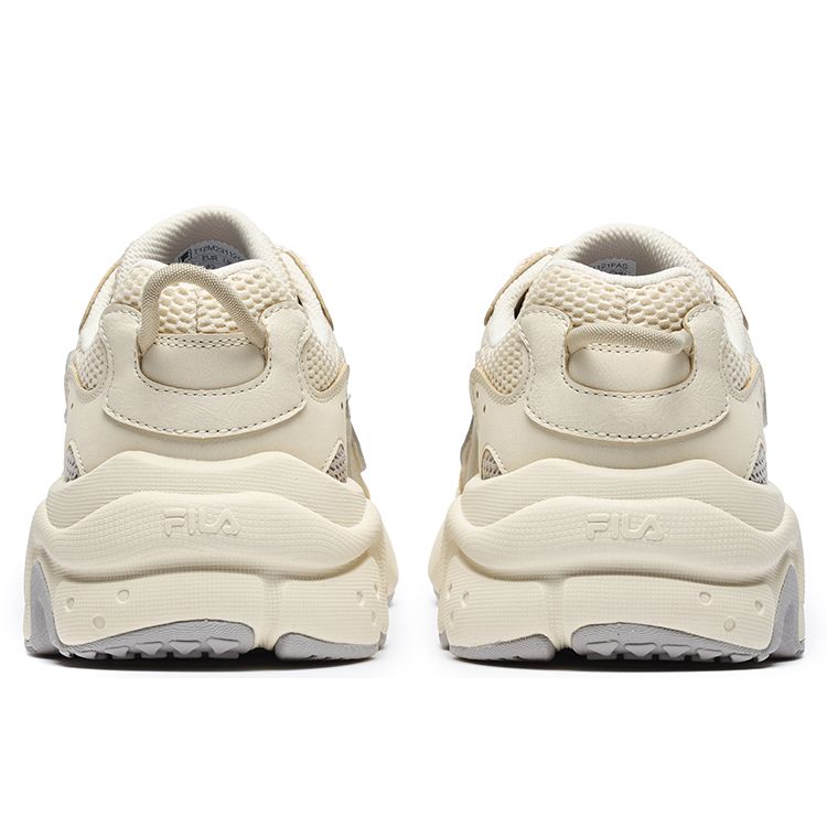 Fila Fusion Raccoon Fabric Synthetic Leather Trendy Low-Top Dad Shoes Men Sneaker Beige Silver T12M231121FAS
