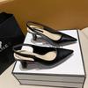 Fashion 2025 New Summer Women High Heels Footwear Elegant Slingback Pointed Toe Slip On Party Lady Stiletto Heels Women Pumps