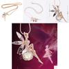 Angel Wing Necklace Floral Design Elegant Alloy Pendant Jewelry Gift For Women Special Occasion