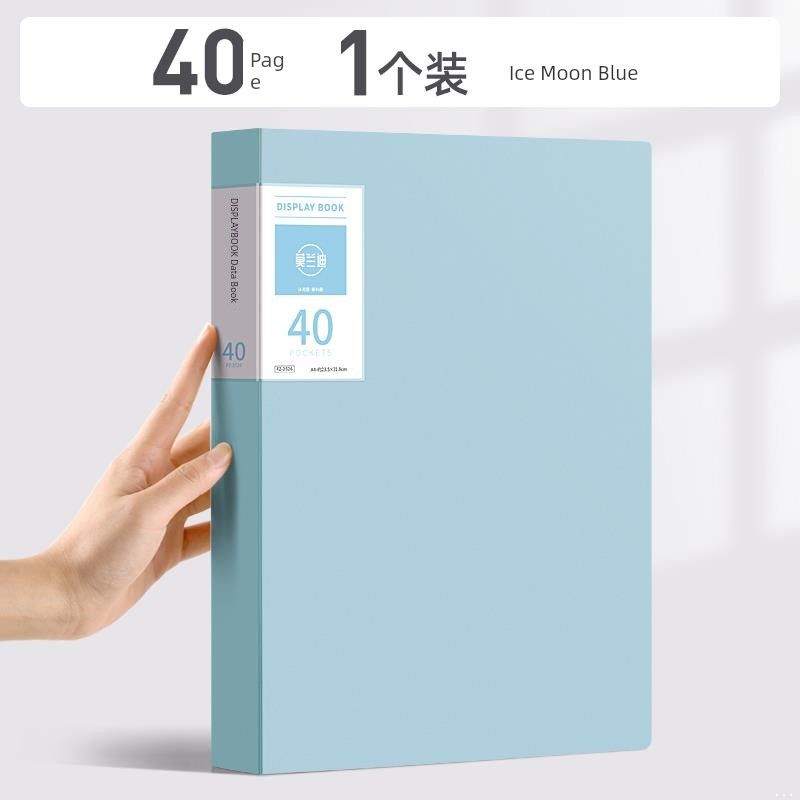 

Folder Multi-Page Folder Office Supplies Poster Storage Book Works Award Collection Book Test Paper Organize Fantastic Multi-Layer Insert File Bag 40 Pages/Icy Blue/1 Pack