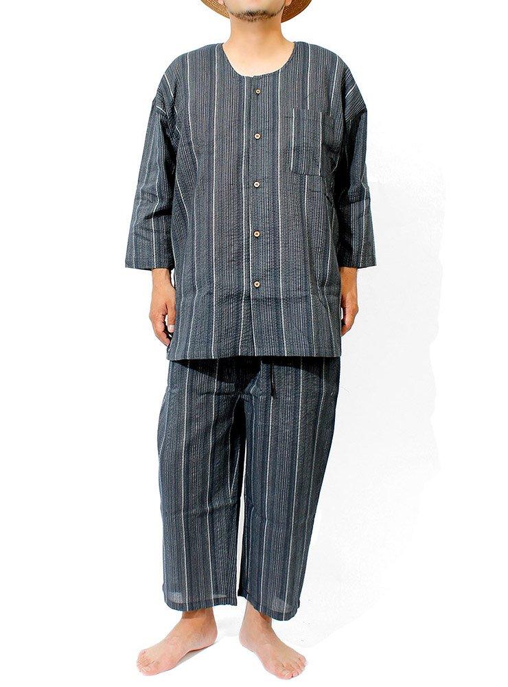 Jinbei for Large Japanese Top and Shijira A Pattern [One Colors] Men, Size, Pattern, Pajamas, Bottom, Weave, Plain, Striped, Cool, Set, 3L,